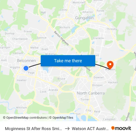 Mcginness St After Ross Smith Cr to Watson ACT Australia map
