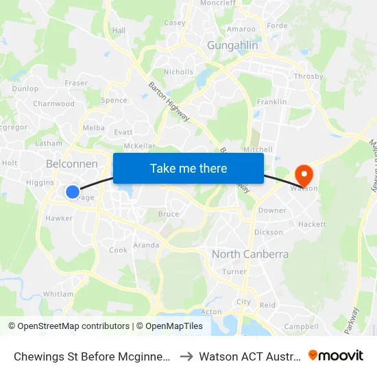 Chewings St Before Mcginness St to Watson ACT Australia map