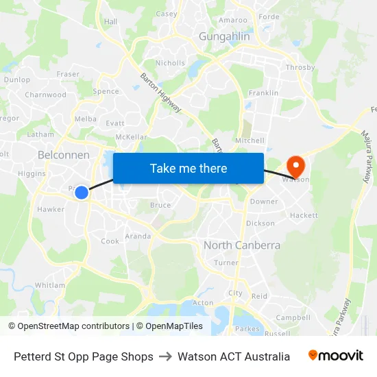 Petterd St Opp Page Shops to Watson ACT Australia map