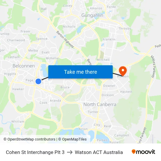 Cohen St Interchange Plt 3 to Watson ACT Australia map