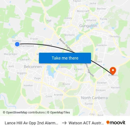 Lance Hill Av Opp 2nd Alarmon Cr to Watson ACT Australia map
