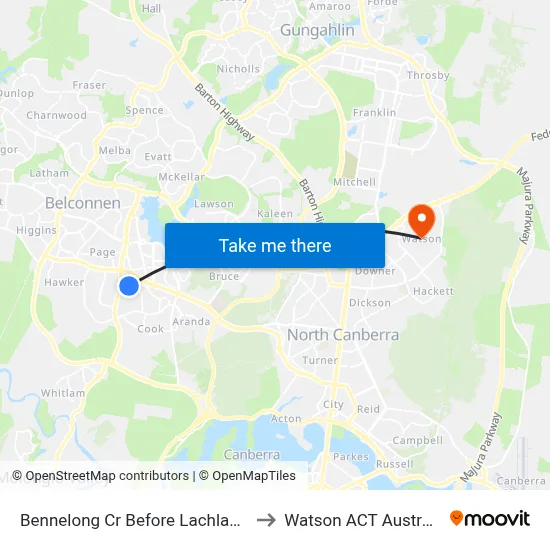 Bennelong Cr Before Lachlan St to Watson ACT Australia map