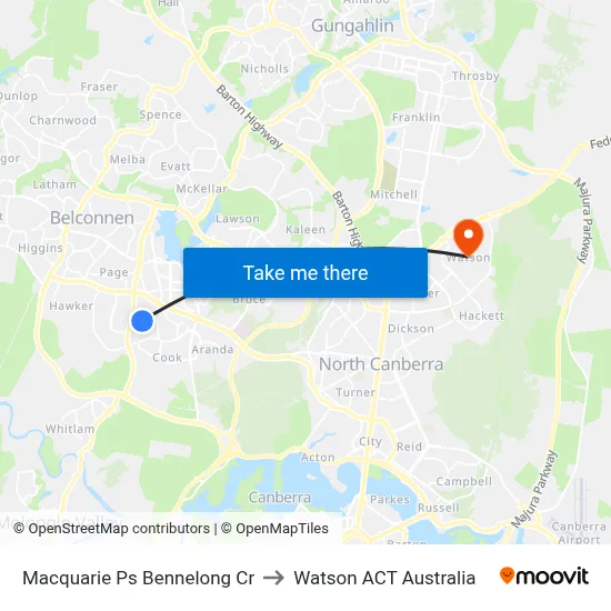 Macquarie Ps Bennelong Cr to Watson ACT Australia map