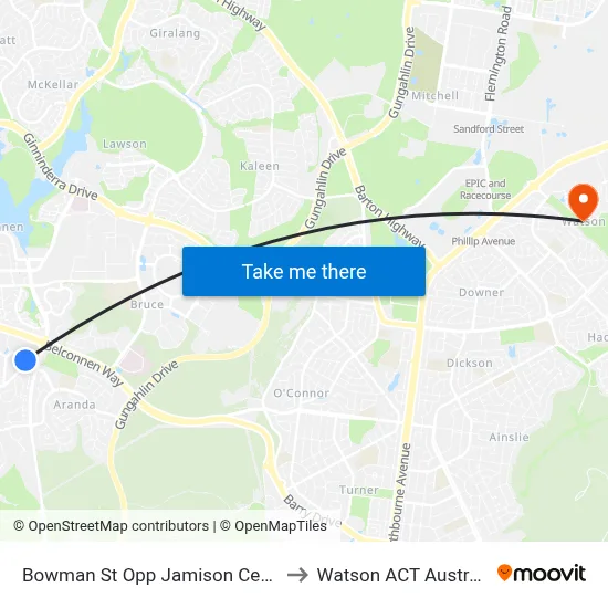 Bowman St Opp Jamison Centre to Watson ACT Australia map
