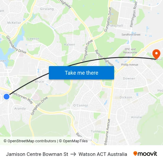 Jamison Centre Bowman St to Watson ACT Australia map