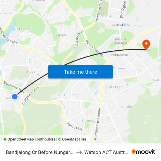 Bandjalong Cr Before Nungara St to Watson ACT Australia map