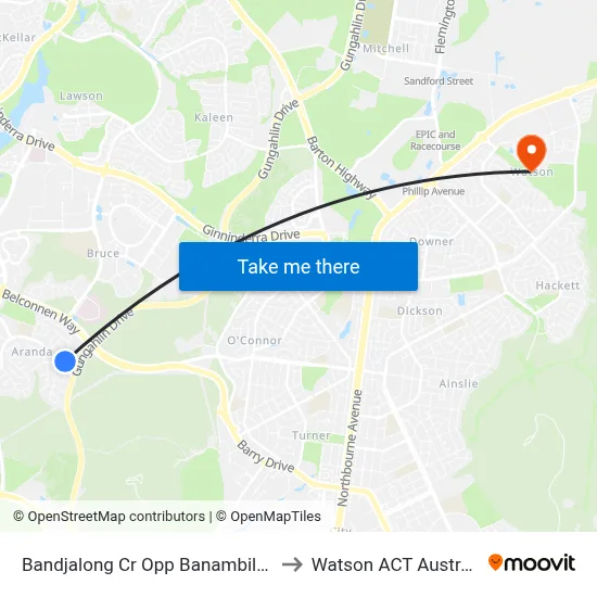 Bandjalong Cr Opp Banambila St to Watson ACT Australia map