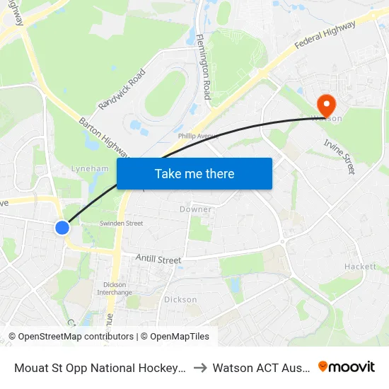 Mouat St Opp National Hockey Centre to Watson ACT Australia map