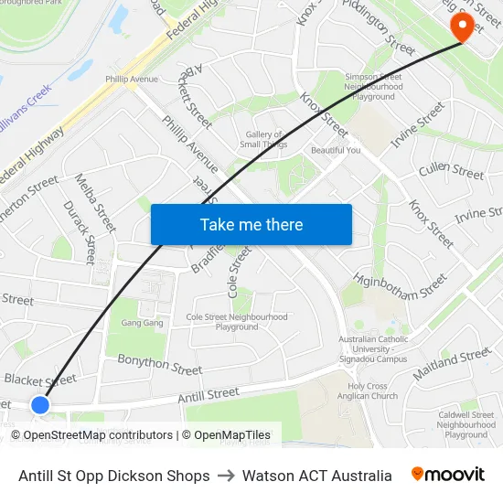 Antill St Opp Dickson Shops to Watson ACT Australia map