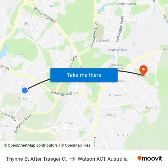 Thynne St After Traeger Ct to Watson ACT Australia map