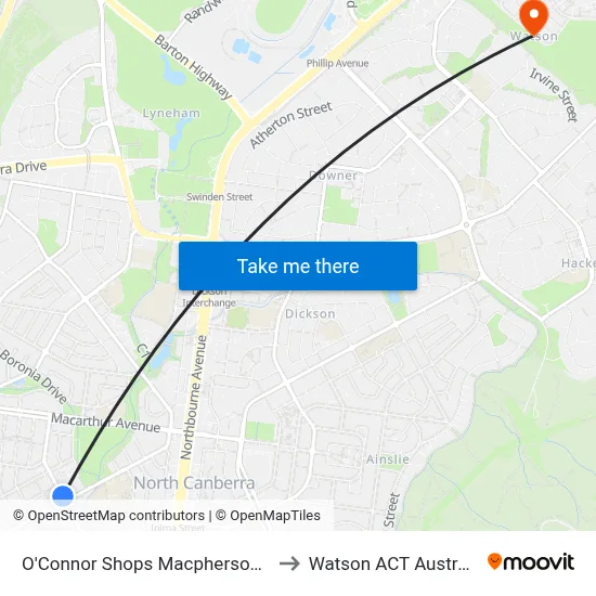 O'Connor Shops Macpherson St to Watson ACT Australia map