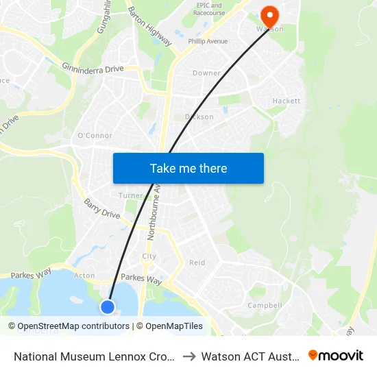 National Museum Lennox Crossing to Watson ACT Australia map