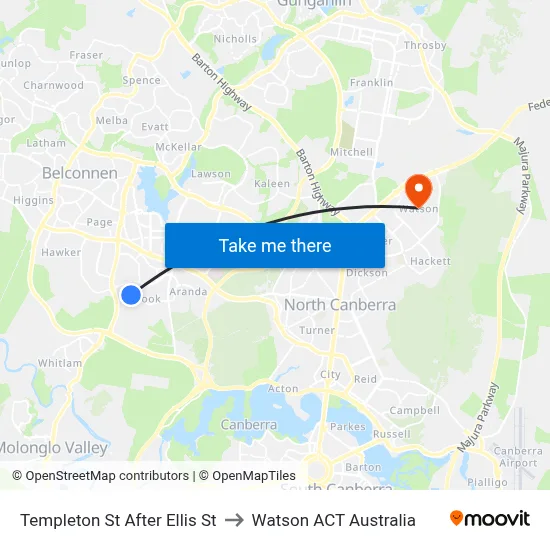 Templeton St After Ellis St to Watson ACT Australia map