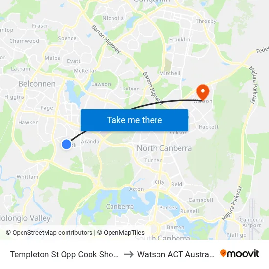 Templeton St Opp Cook Shops to Watson ACT Australia map
