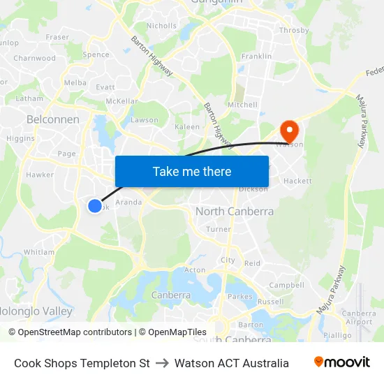 Cook Shops Templeton St to Watson ACT Australia map