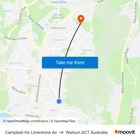 Campbell Hs Limestone Av to Watson ACT Australia map