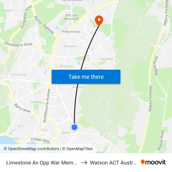 Limestone Av Opp War Memorial to Watson ACT Australia map