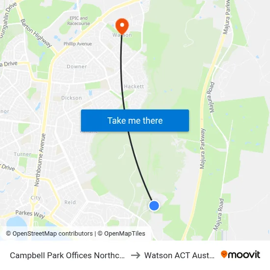 Campbell Park Offices Northcott Dr to Watson ACT Australia map