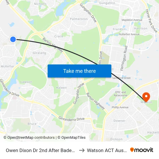 Owen Dixon Dr 2nd After Badenoch Cr to Watson ACT Australia map