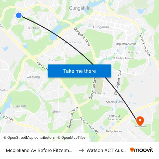 Mcclelland Av Before Fitzsimmons St to Watson ACT Australia map