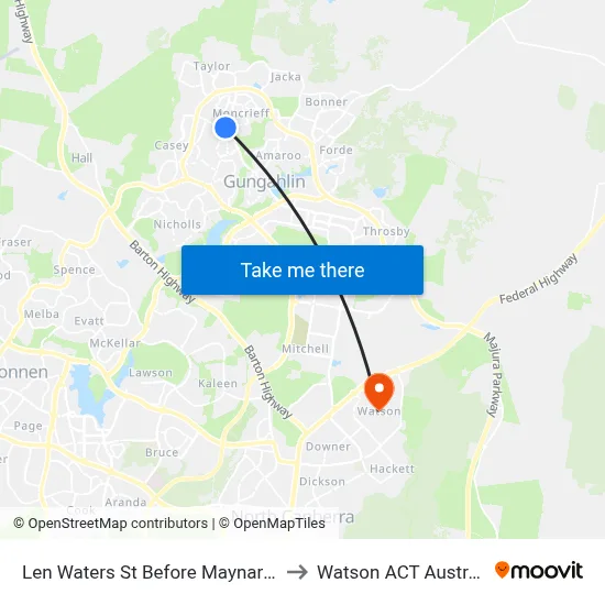 Len Waters St Before Maynard St to Watson ACT Australia map