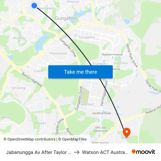 Jabanungga Av After Taylor St to Watson ACT Australia map