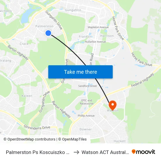 Palmerston Ps Koscuiszko Av to Watson ACT Australia map
