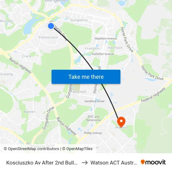 Kosciuszko Av After 2nd Buller Cr to Watson ACT Australia map