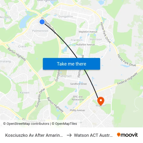 Kosciuszko Av After Amarina St to Watson ACT Australia map