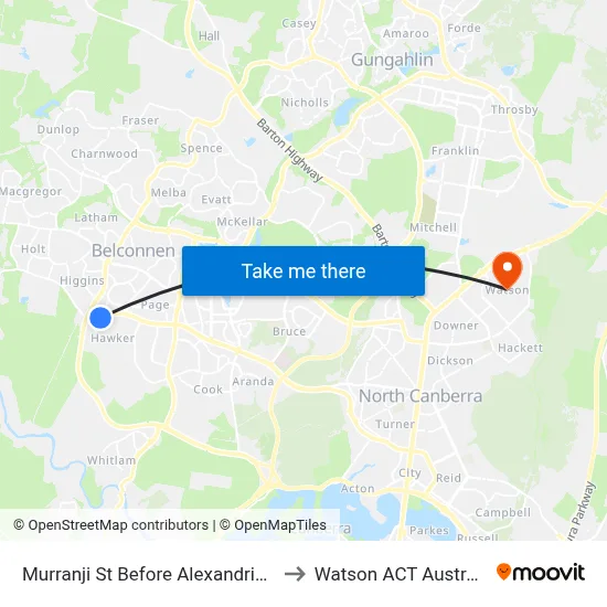 Murranji St Before Alexandria St to Watson ACT Australia map