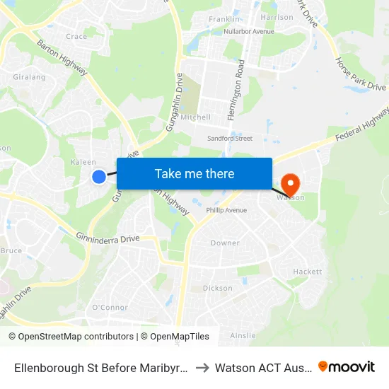 Ellenborough St Before Maribyrnong Av to Watson ACT Australia map