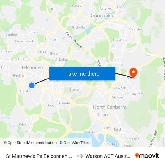 St Matthew's Ps Belconnen Way to Watson ACT Australia map