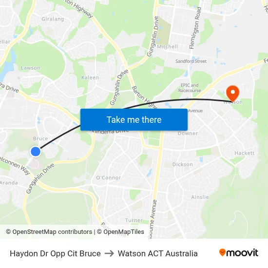 Haydon Dr Opp Cit Bruce to Watson ACT Australia map