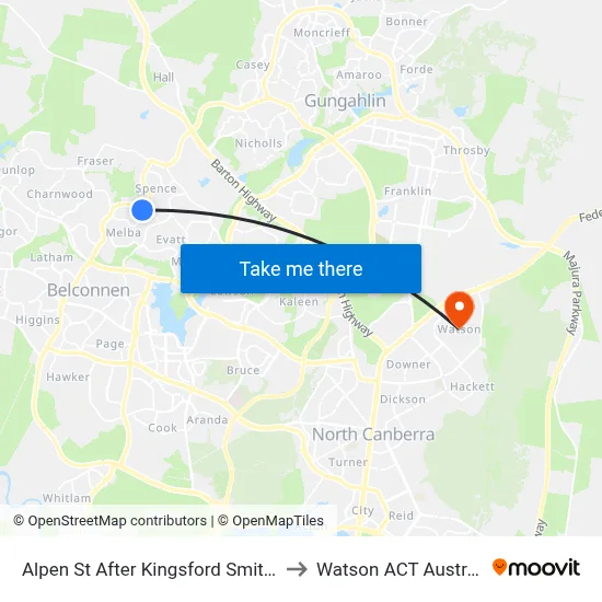 Alpen St After Kingsford Smith Dr to Watson ACT Australia map