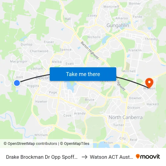 Drake Brockman Dr Opp Spofforth St to Watson ACT Australia map