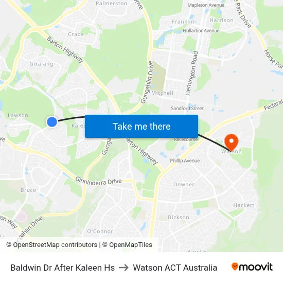 Baldwin Dr After Kaleen Hs to Watson ACT Australia map