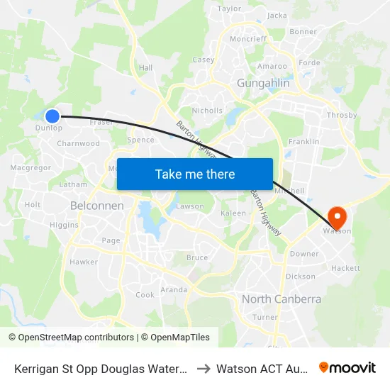 Kerrigan St Opp Douglas Waterhouse Dr to Watson ACT Australia map