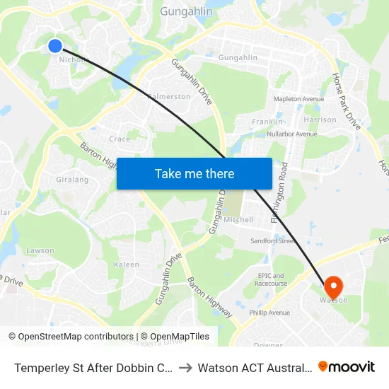 Temperley St After Dobbin Cct to Watson ACT Australia map