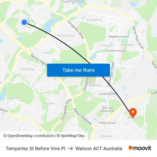 Temperley St Before Vine Pl to Watson ACT Australia map