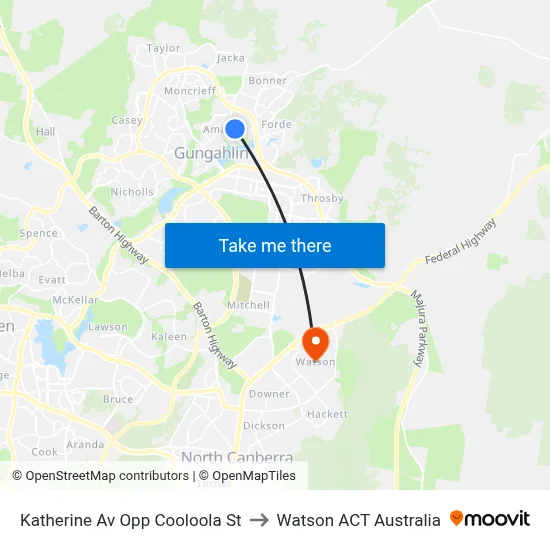 Katherine Av Opp Cooloola St to Watson ACT Australia map