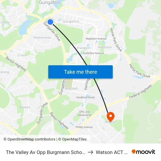 The Valley Av Opp Burgmann School Valley Campus to Watson ACT Australia map