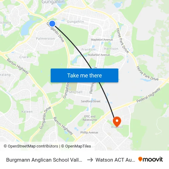 Burgmann Anglican School Valley Campus to Watson ACT Australia map