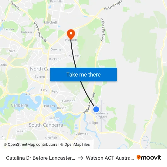 Catalina Dr Before Lancaster Pl to Watson ACT Australia map
