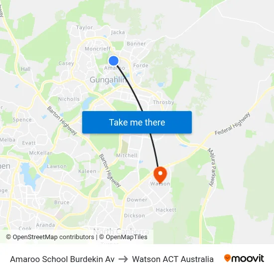 Amaroo School Burdekin Av to Watson ACT Australia map