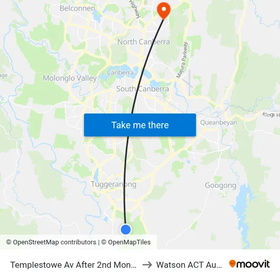 Templestowe Av After 2nd Montefiore Cr to Watson ACT Australia map