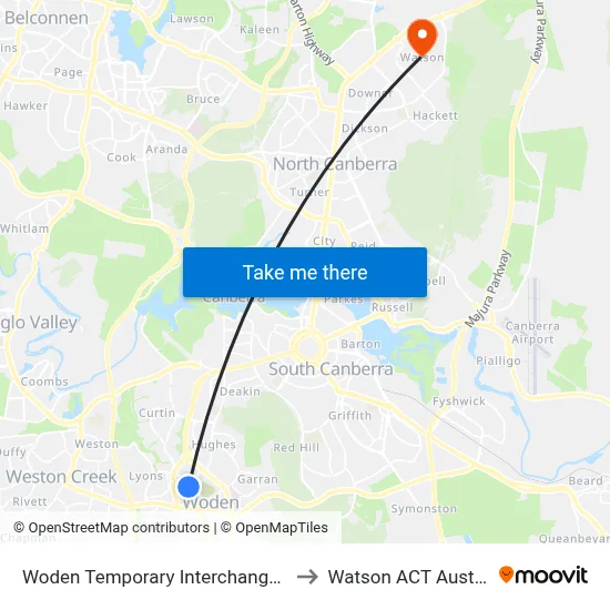 Woden Temporary Interchange Plt 4 to Watson ACT Australia map