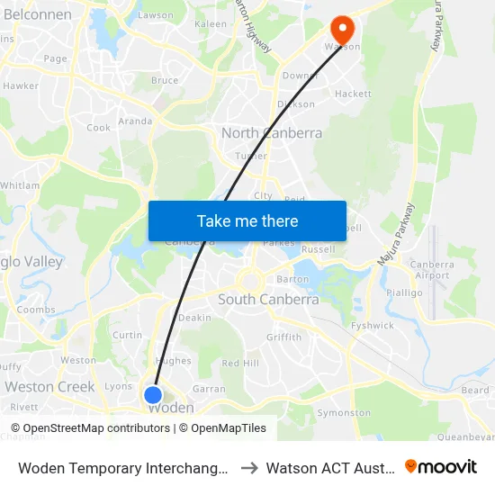 Woden Temporary Interchange Plt 6 to Watson ACT Australia map