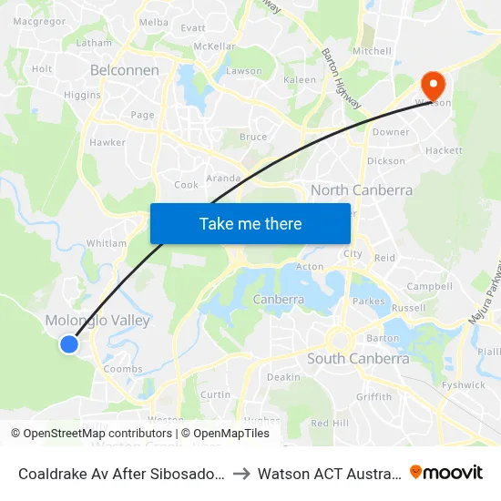 Coaldrake Av After Sibosado St to Watson ACT Australia map