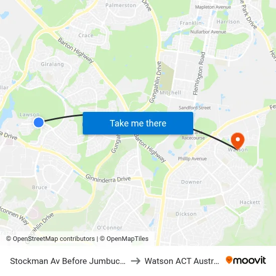 Stockman Av Before Jumbuck Cr to Watson ACT Australia map