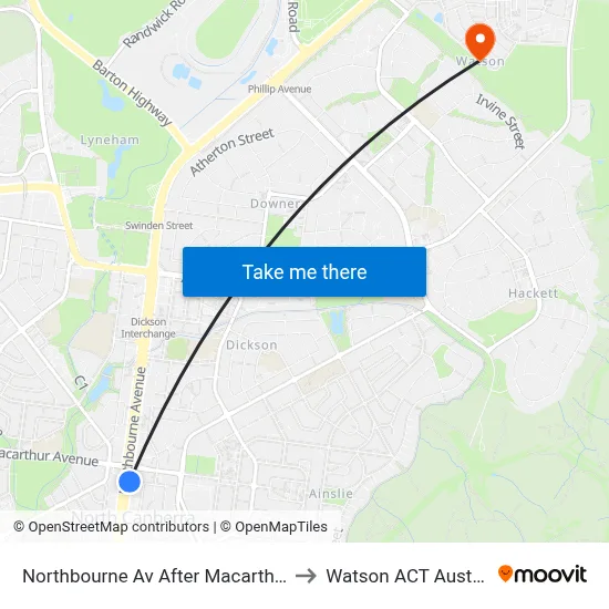 Northbourne Av After Macarthur Av to Watson ACT Australia map
